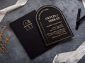 Black Envelope Arch Wedding Invitation with Gold Foil