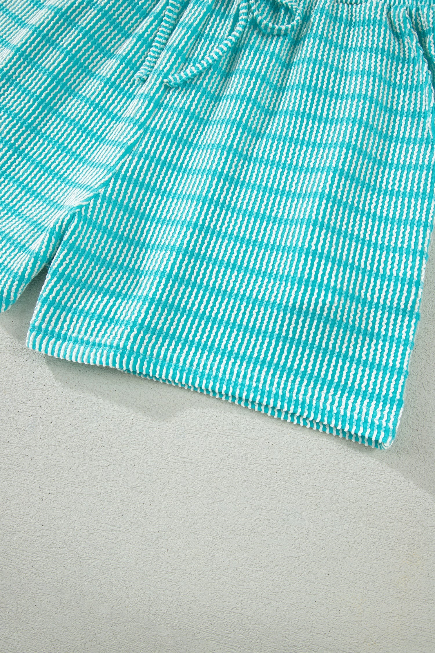 Stripe Ribbed Loose Tee & Drawstring Short Set