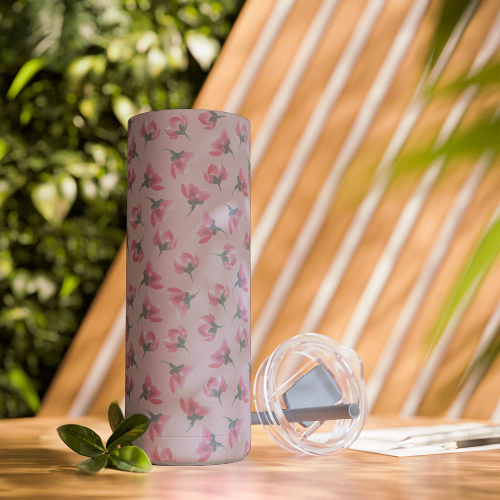 Customizable: Floral Pattern Tumbler, Personalized Gift for Coffee Lovers, Travel Mug for Women, Insulated Drinkware, Trendy Water Bottle