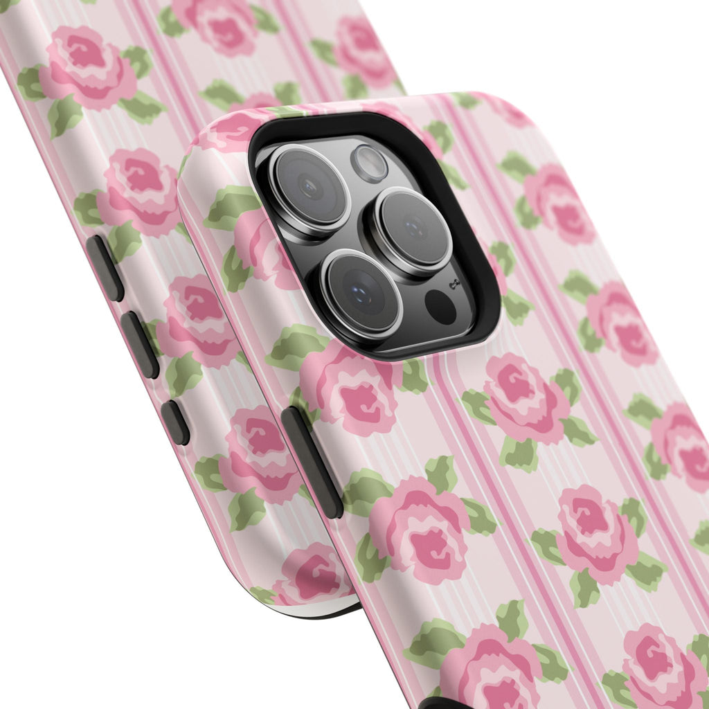 Customizable: Floral Impact-Resistant Phone Case, Pink Rose Pattern