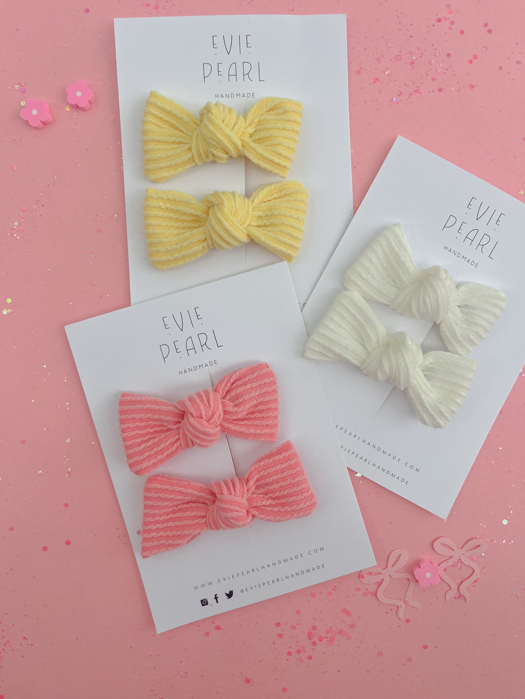 Crisp White Ribbed Knot Bow Pigtails