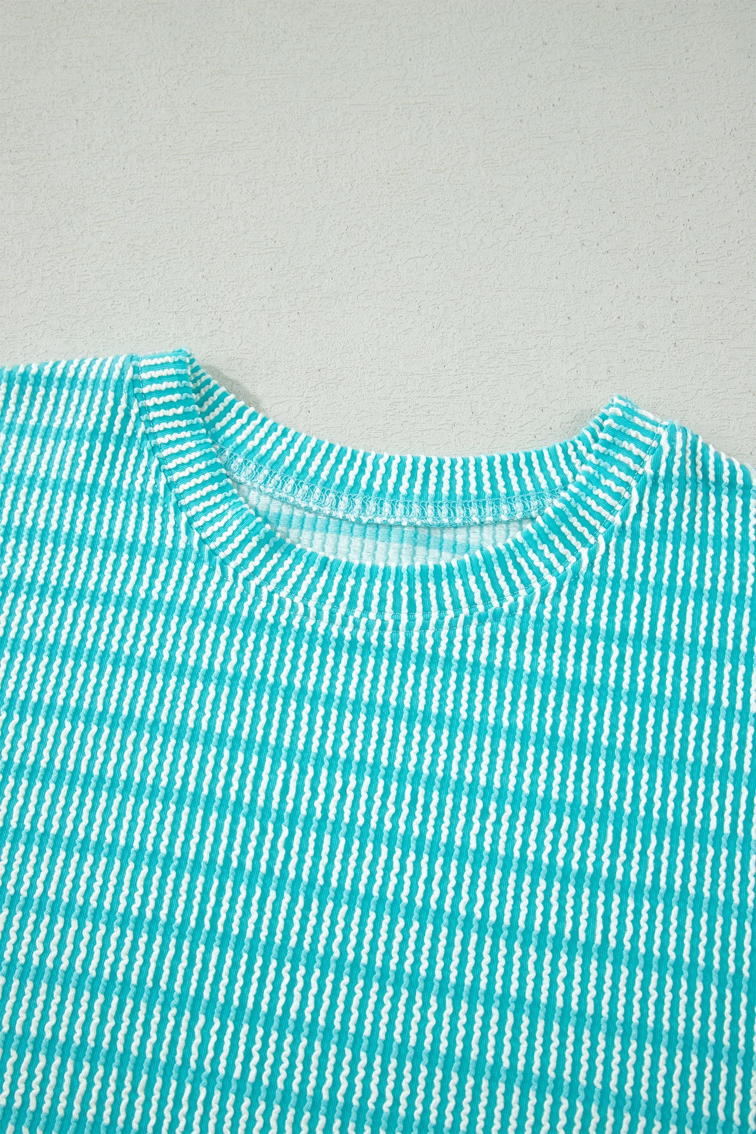 Stripe Ribbed Loose Tee & Drawstring Short Set