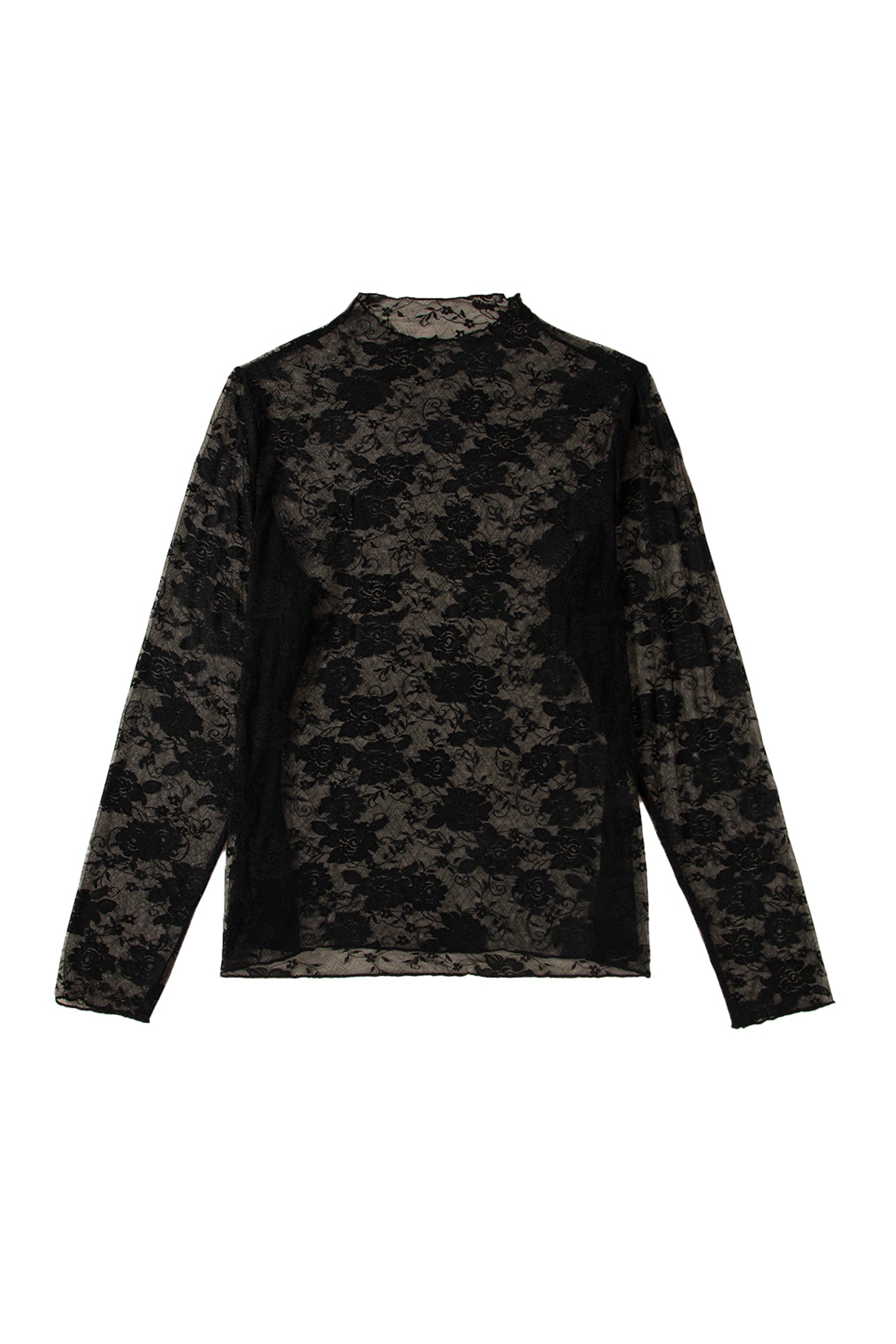Plus Size Floral Mesh Long Sleeve Top
