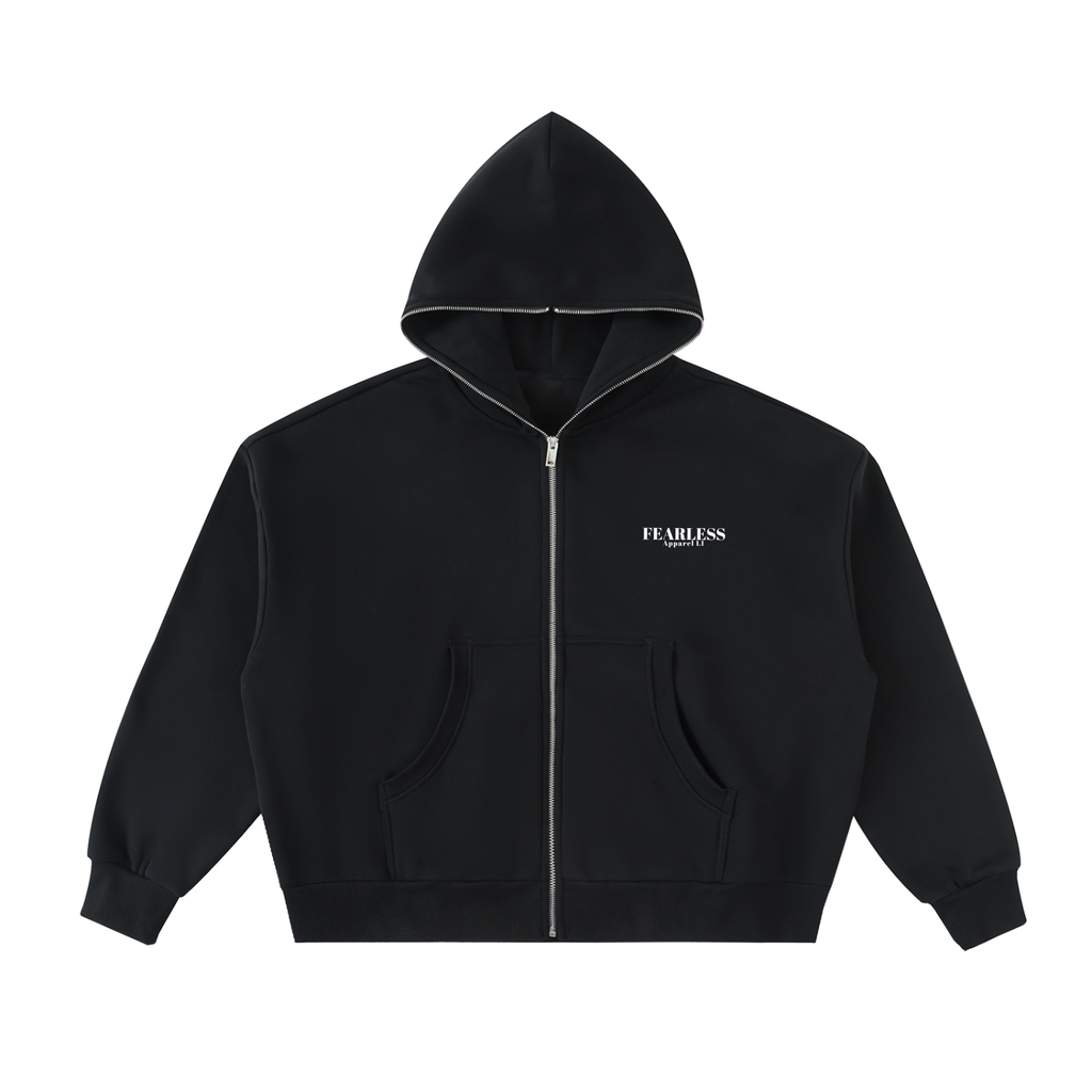 Fearless Apparel Line Fleeced Full-Zip Boxy Hoodie – Unisex Streetwear Comfort