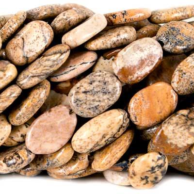 9mm Picture Jasper Plain Oval Beads, 14 inch
