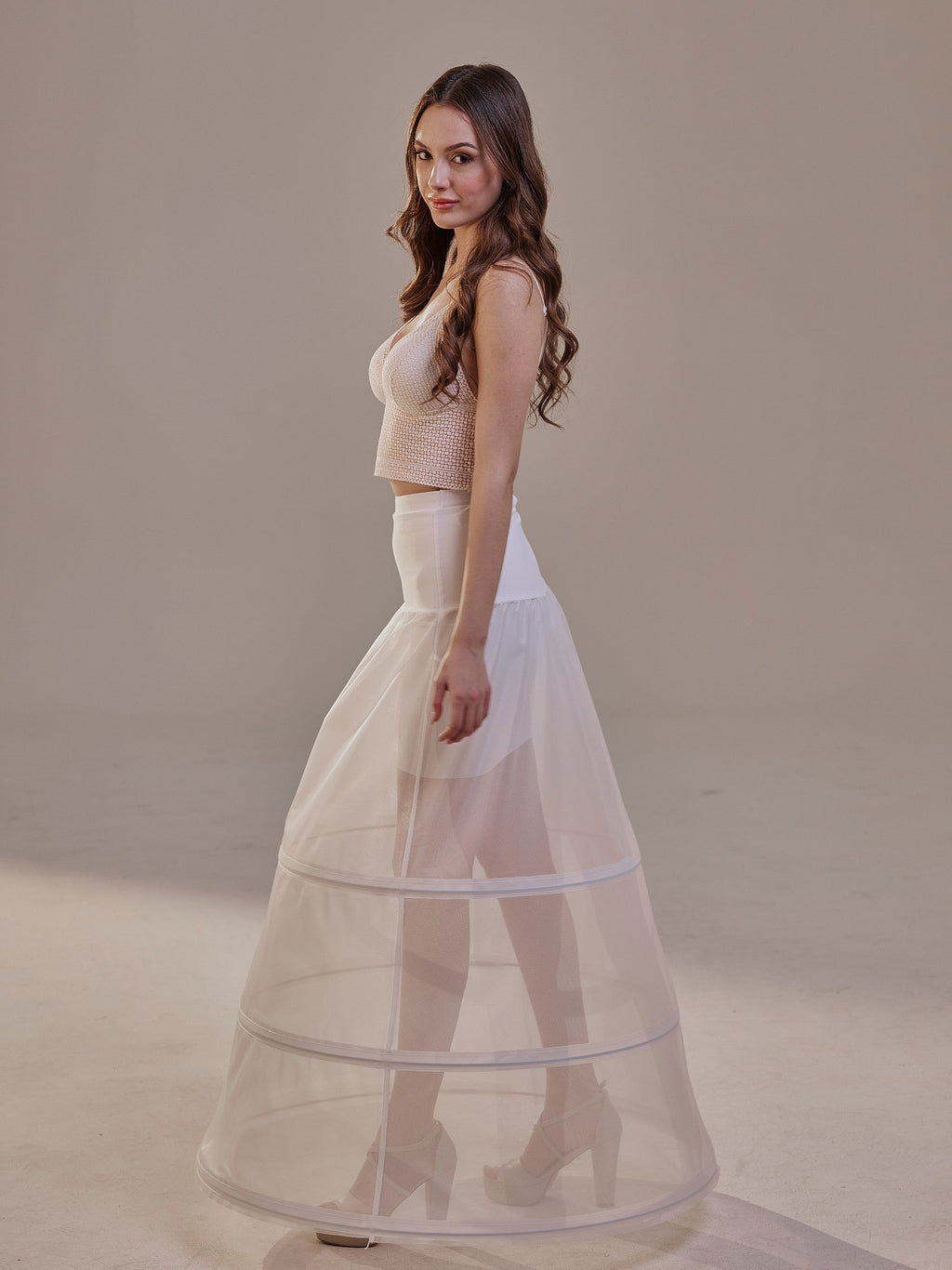 A-Line Wedding Dress Crinoline Skirt , 3 Hoops & Waist Corsage