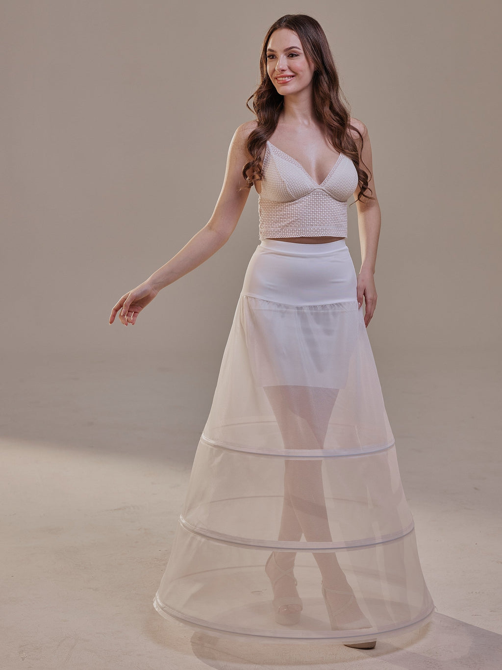 A-Line Wedding Dress Crinoline Skirt , 3 Hoops & Waist Corsage