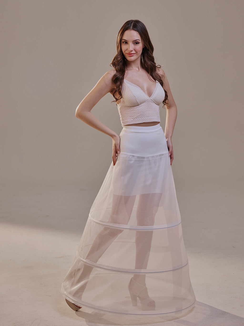 A-Line Wedding Dress Crinoline Skirt , 3 Hoops & Waist Corsage