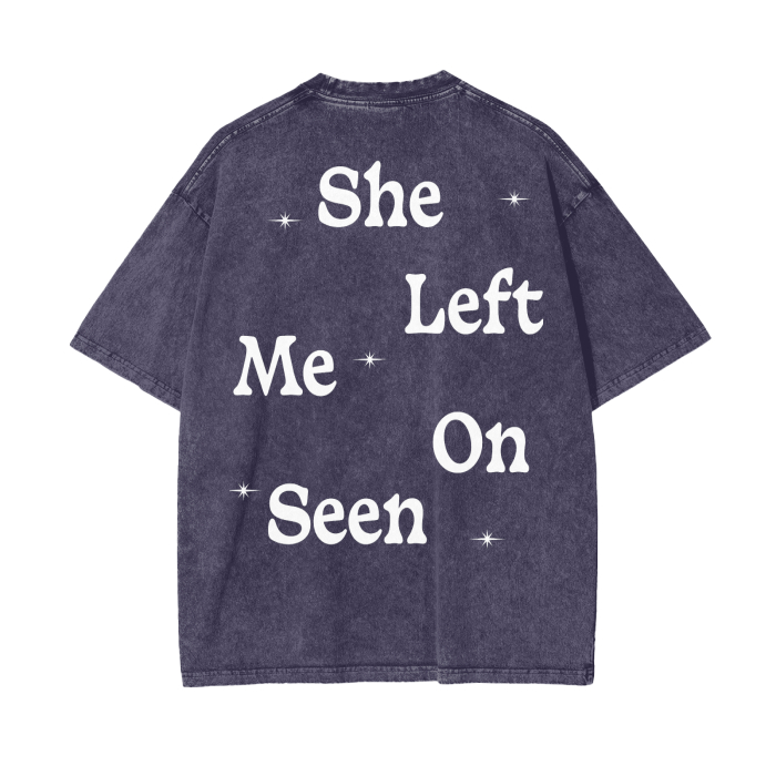FearLessLI Apperal Li Left On Seen Acid Wash Oversize T-Shirt