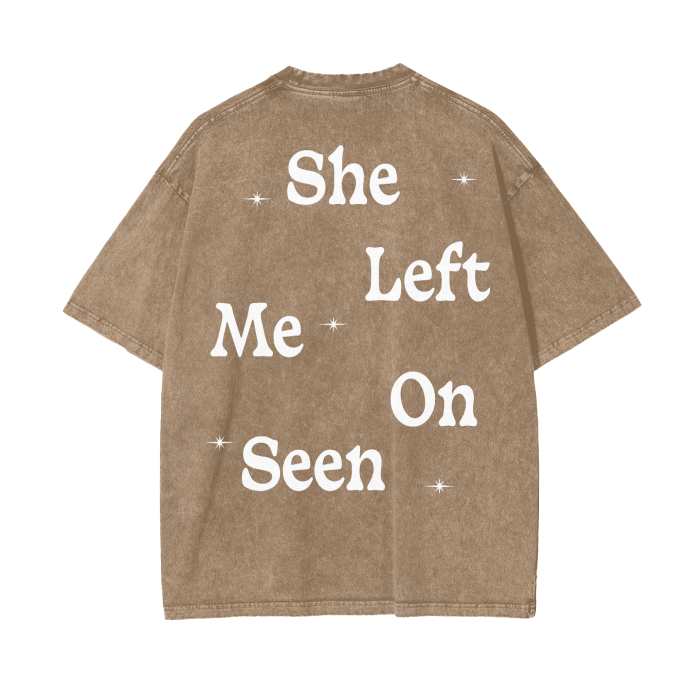 FearLessLI Apperal Li Left On Seen Acid Wash Oversize T-Shirt