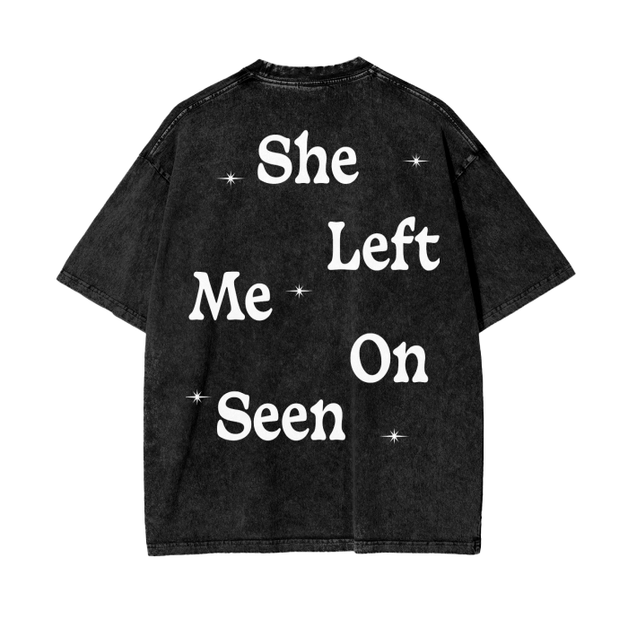FearLessLI Apperal Li Left On Seen Acid Wash Oversize T-Shirt