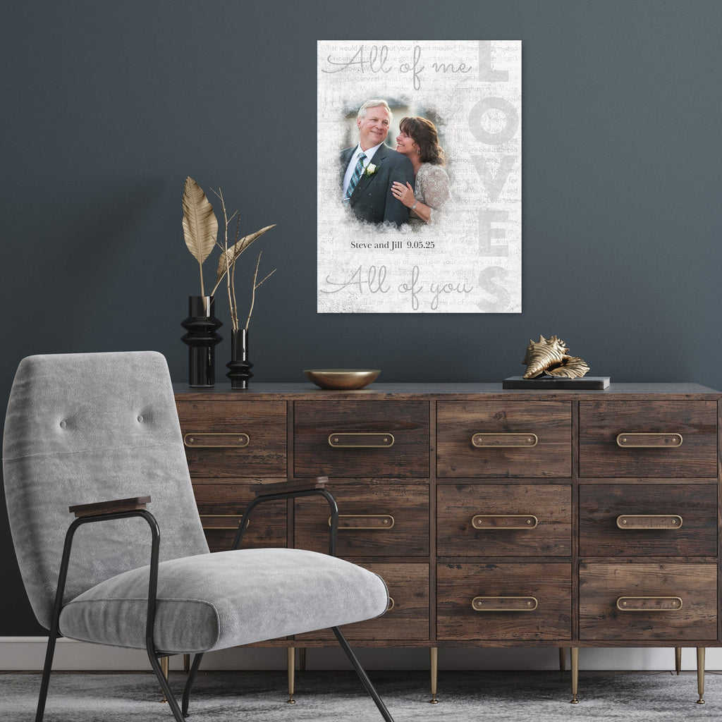 Custom All of Me Loves You Canvas with Photo: Wall Art