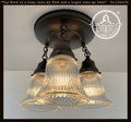 Antique HOLOPHANE 1960's CLEAR Glass Ceiling Light