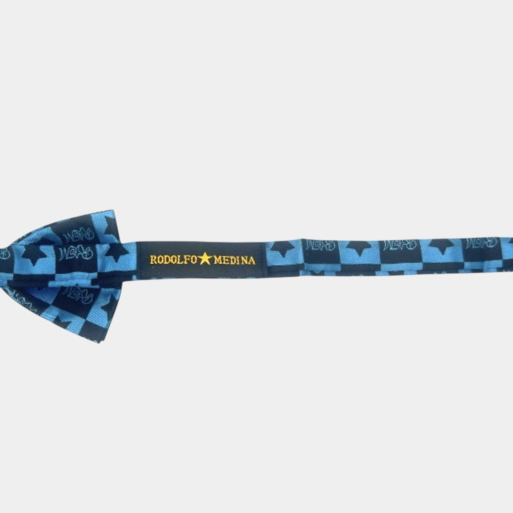 BLACK AQUA LUXE STARS BOW TIE