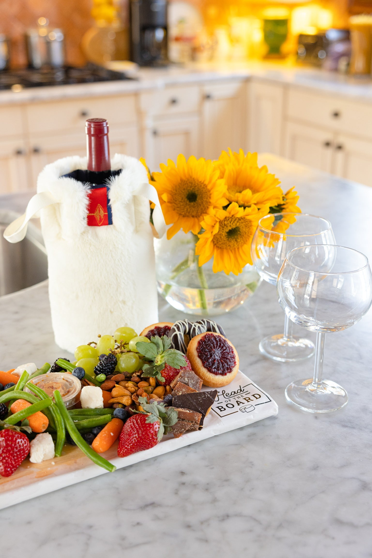 Faux Fur Wine Tote