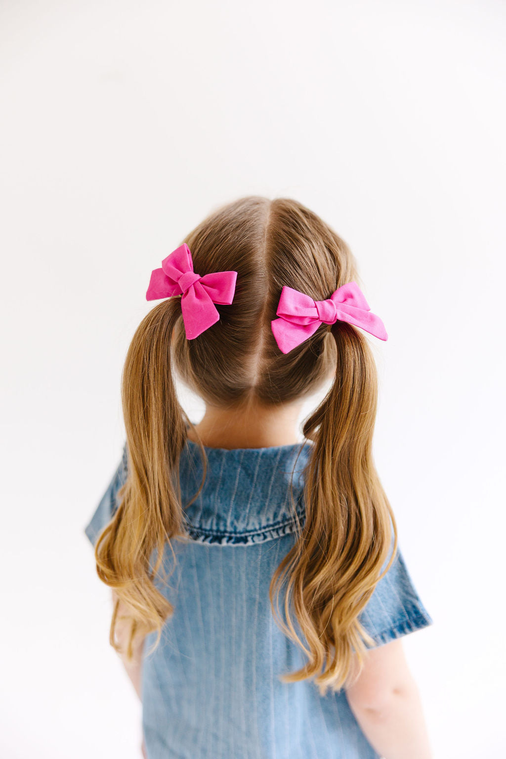 Pink Mini Solid Pinwheel Pigtail Bow Set