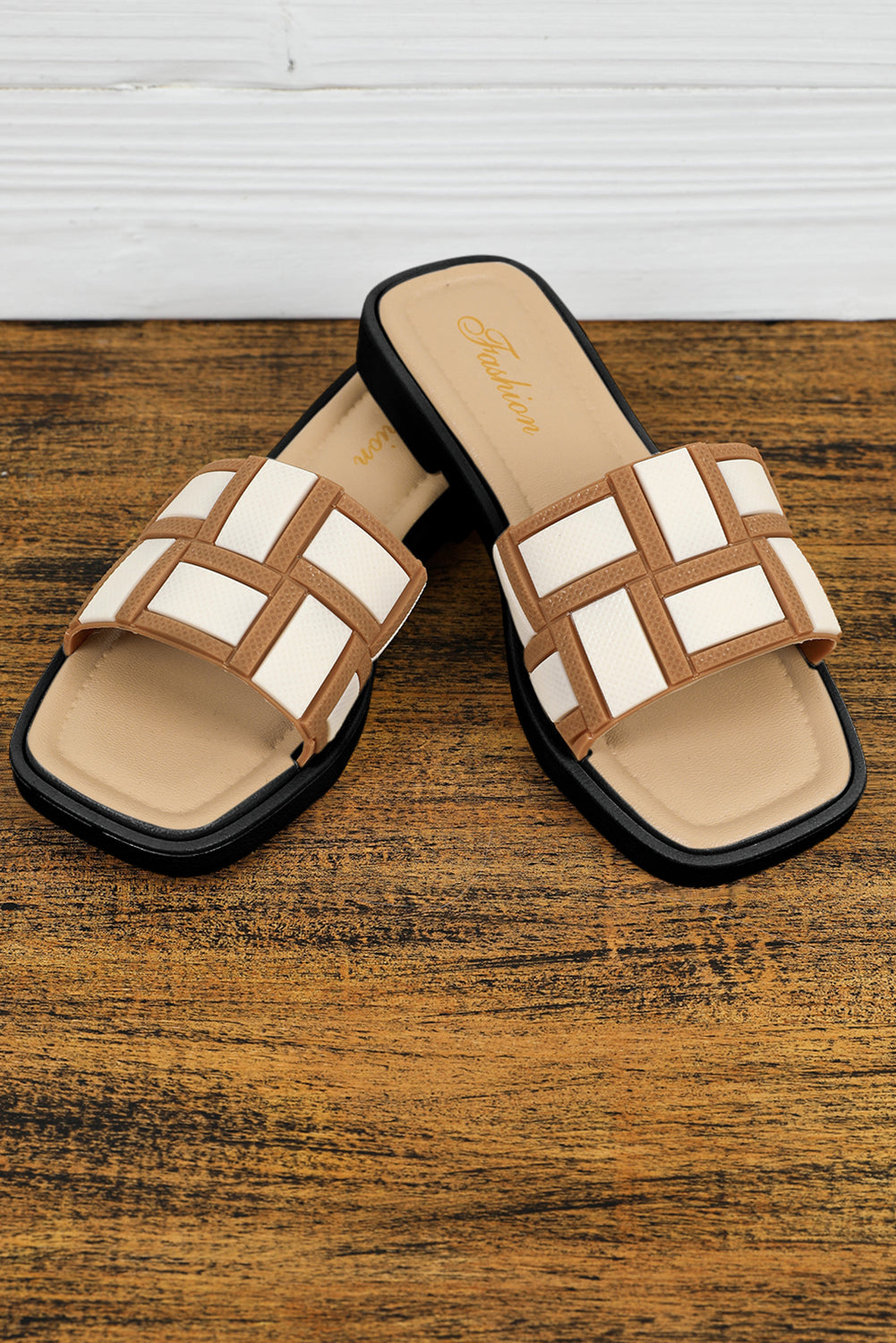 Two Tone Square Toe Slippers