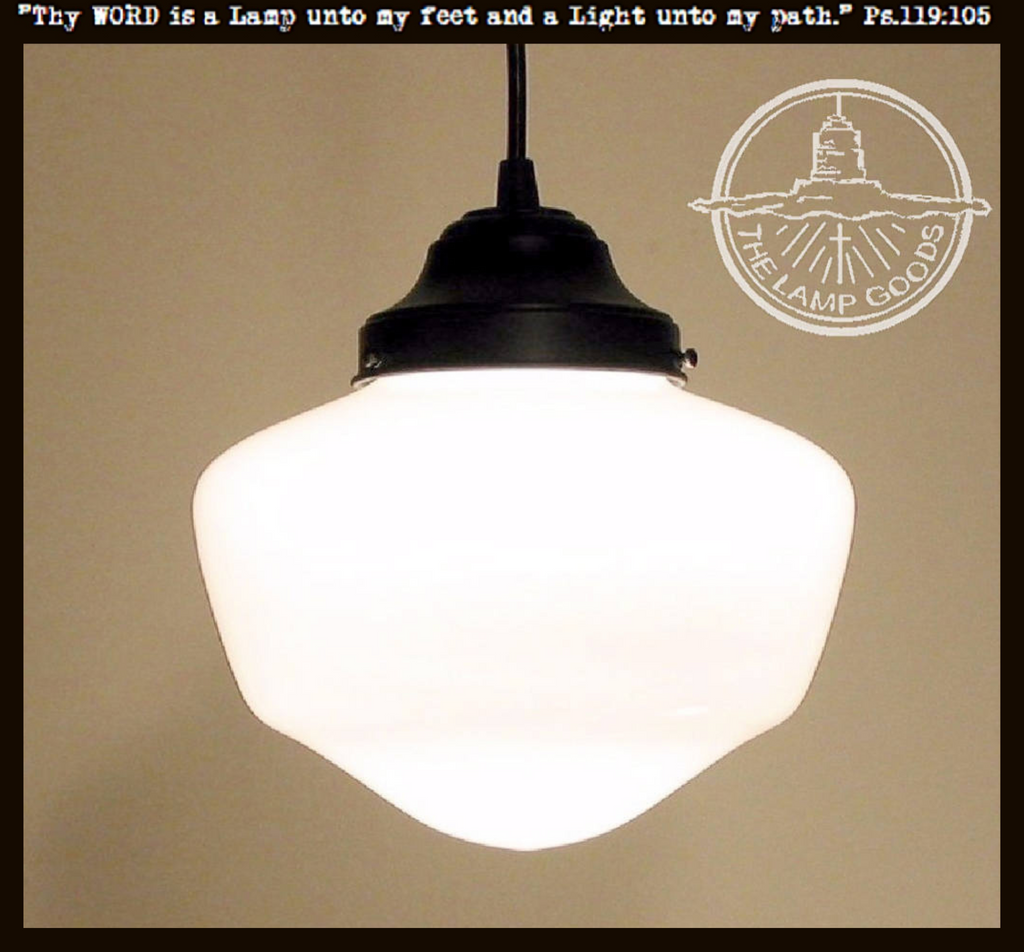 Original Schoolhouse Milk Glass PENDANT LIGHT Fixture