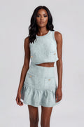 Elina Boucle Cropped Top - Blue Boucle