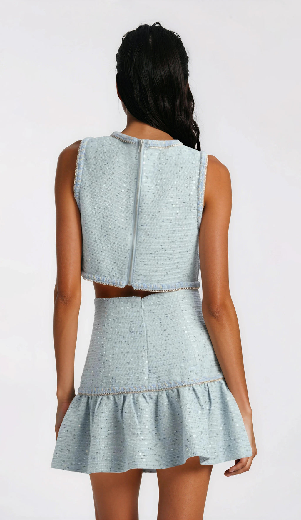 Elina Boucle Mini Skirt - Blue Boucle