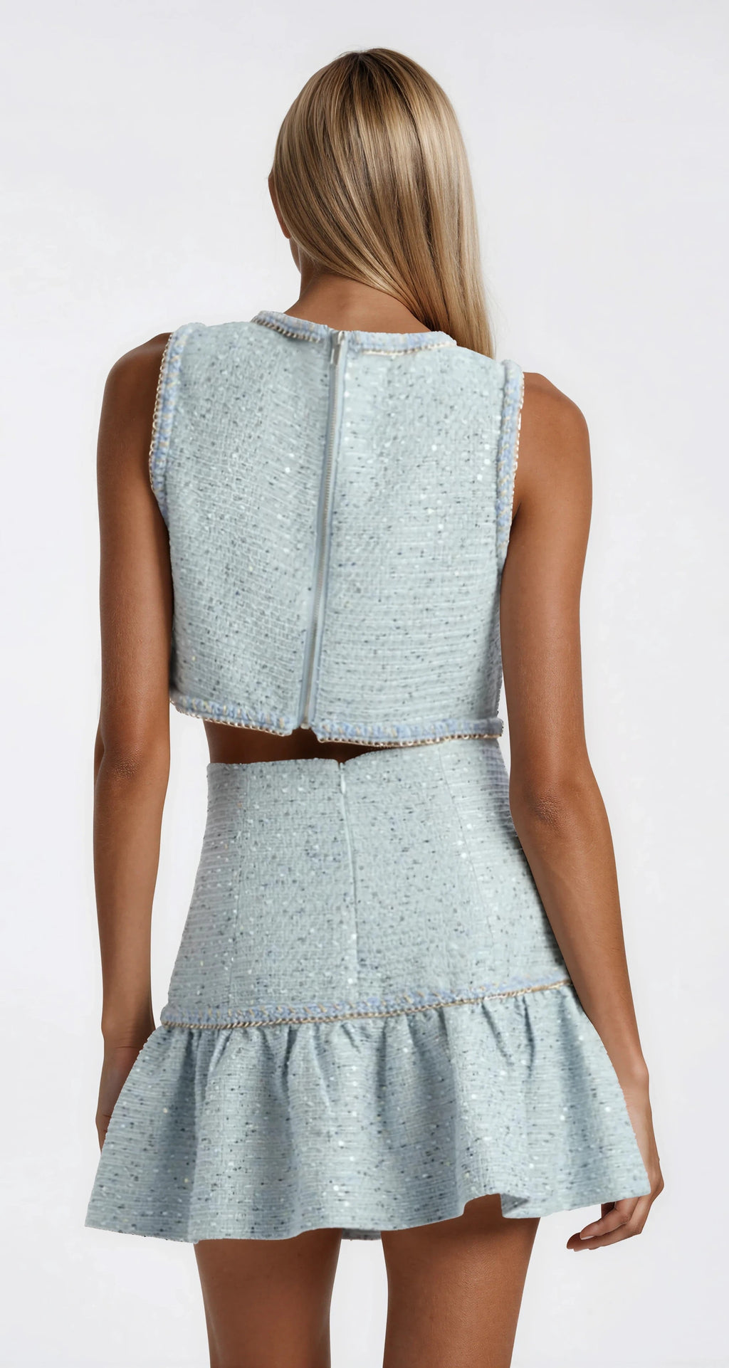 Elina Boucle Mini Skirt - Blue Boucle
