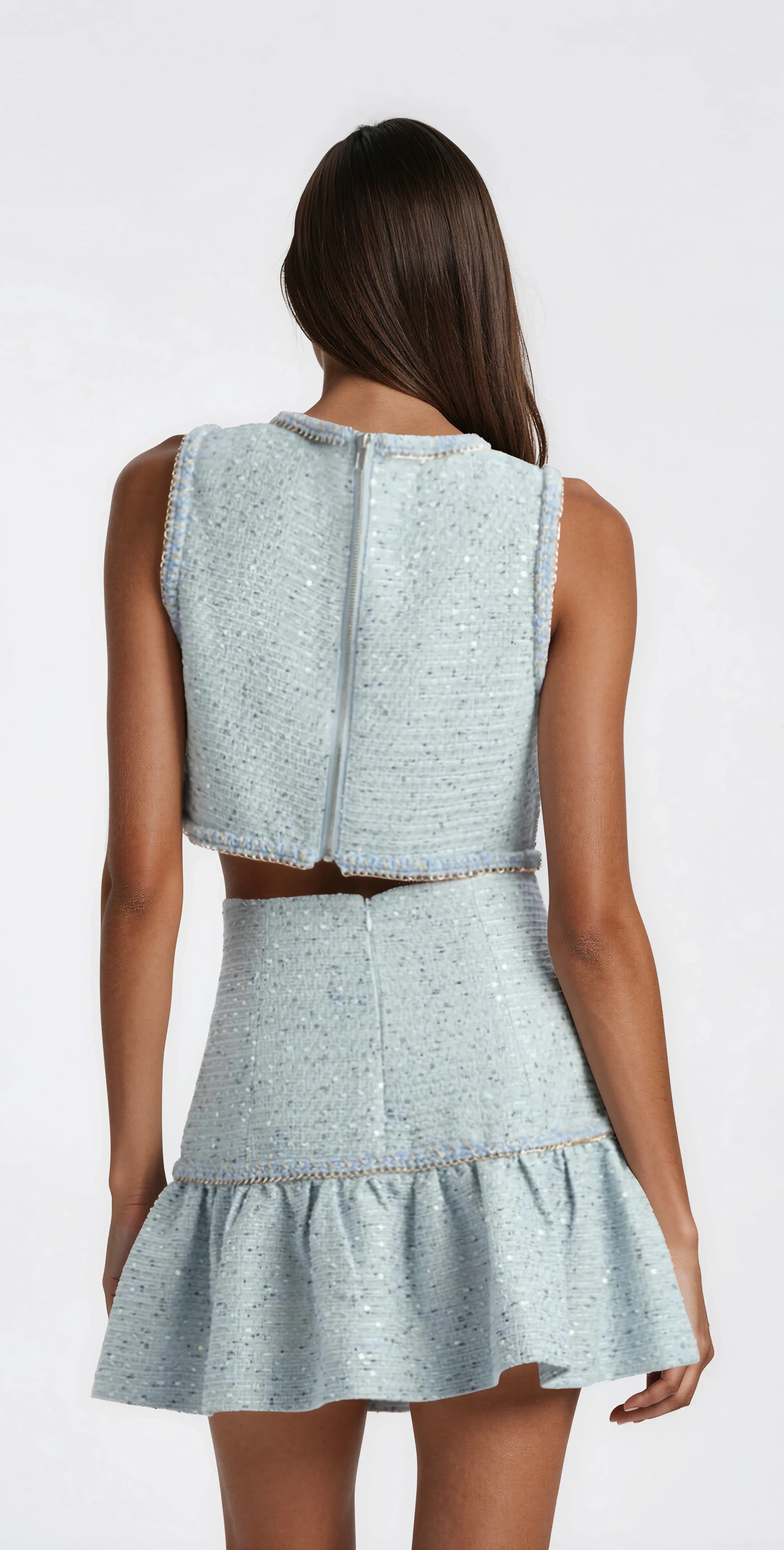 Elina Boucle Mini Skirt - Blue Boucle