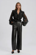 Frill Embroidered Blouse – Black