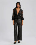 Natoli Embroidered Mesh Blouse – Black