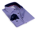 Blue Long Sleeve Shirt with contract trimming // Dual cuffs// contemporary fit- Final Sale