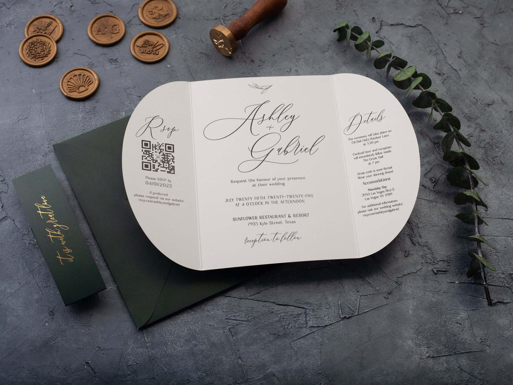 Butterfly Fold Wedding Invitation with Photo
