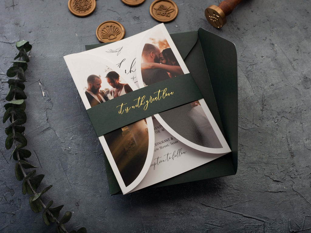 Butterfly Fold Wedding Invitation with Photo