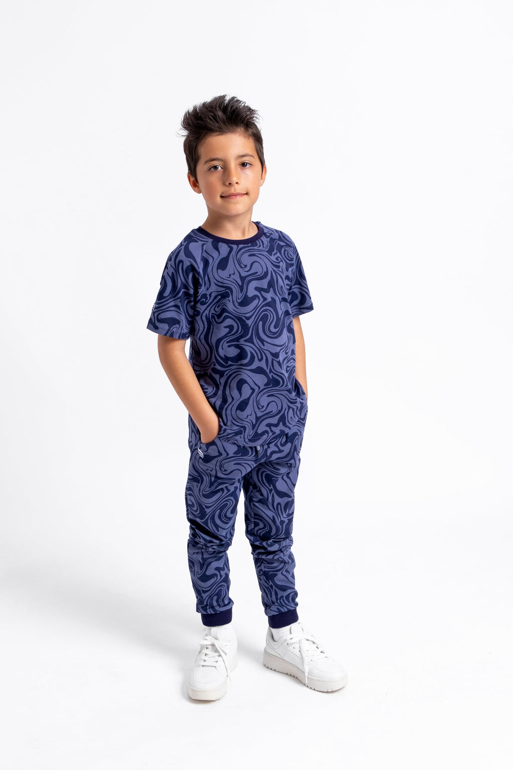 Jogger Sweatpants with Drawstring Waist in (Galaxy) Pattern - Grey