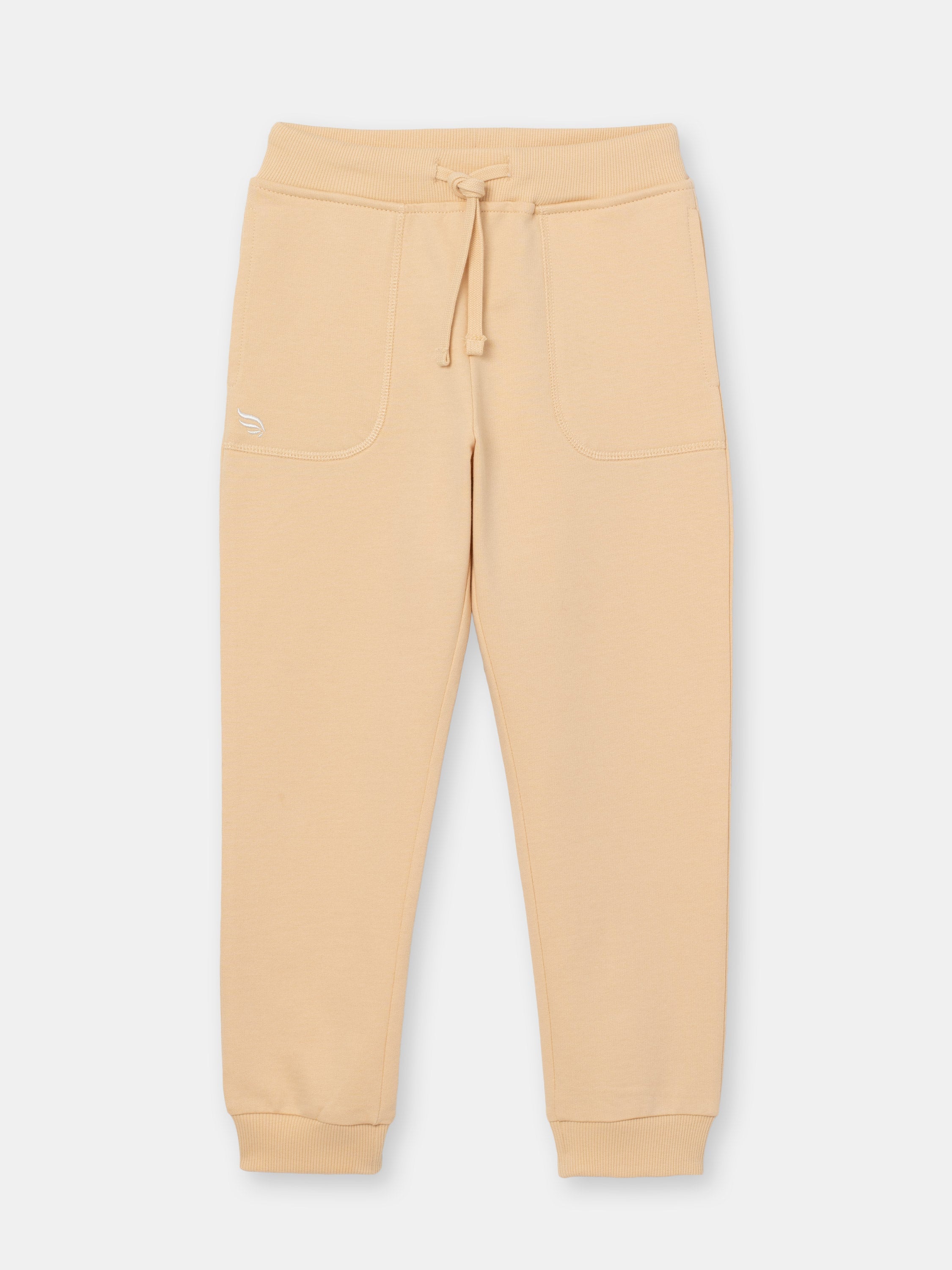 Solid Stitched Pocket Joggers with Drawstring Waistband - Brown