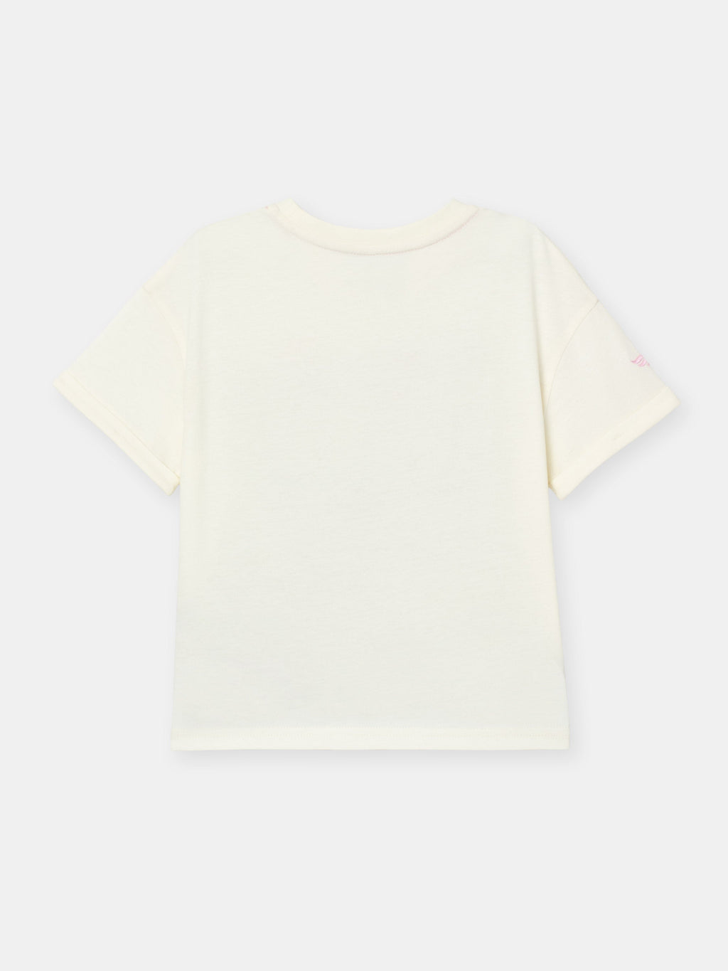 Short Sleeve T-Shirt With Phrase Sequin Graphic - Ecru
