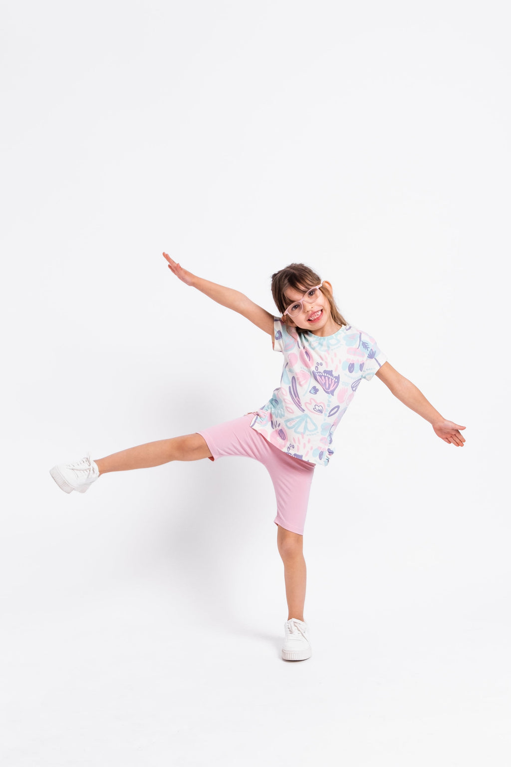 Short Sleeve T-Shirt in (Watercolor Floral) Pattern - Ecru