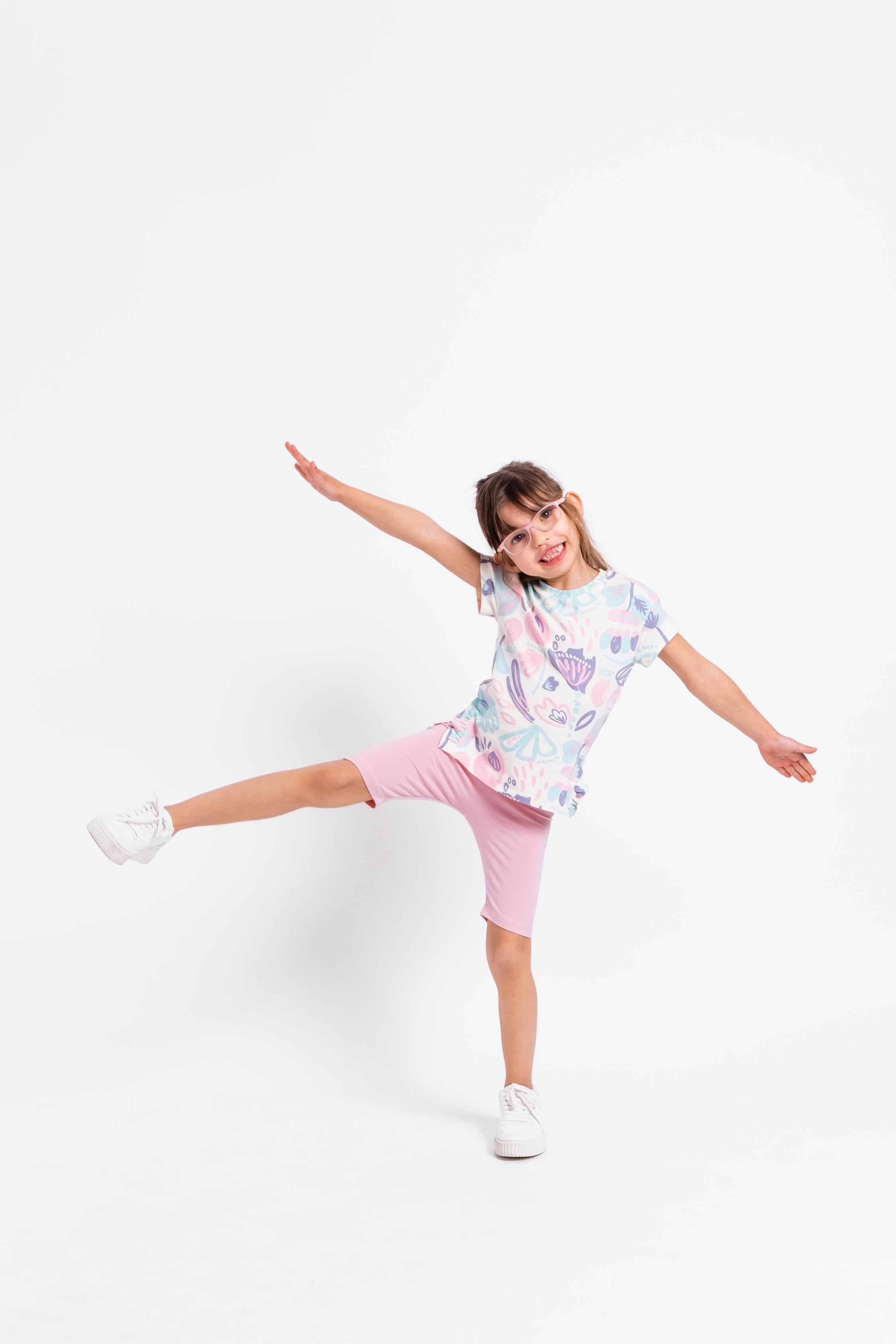 Short Sleeve T-Shirt in (Watercolor Floral) Pattern - Ecru