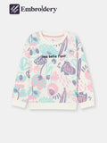 Patterned Sweatshirt (in Watercolor Floral) with embroidery - Ecru