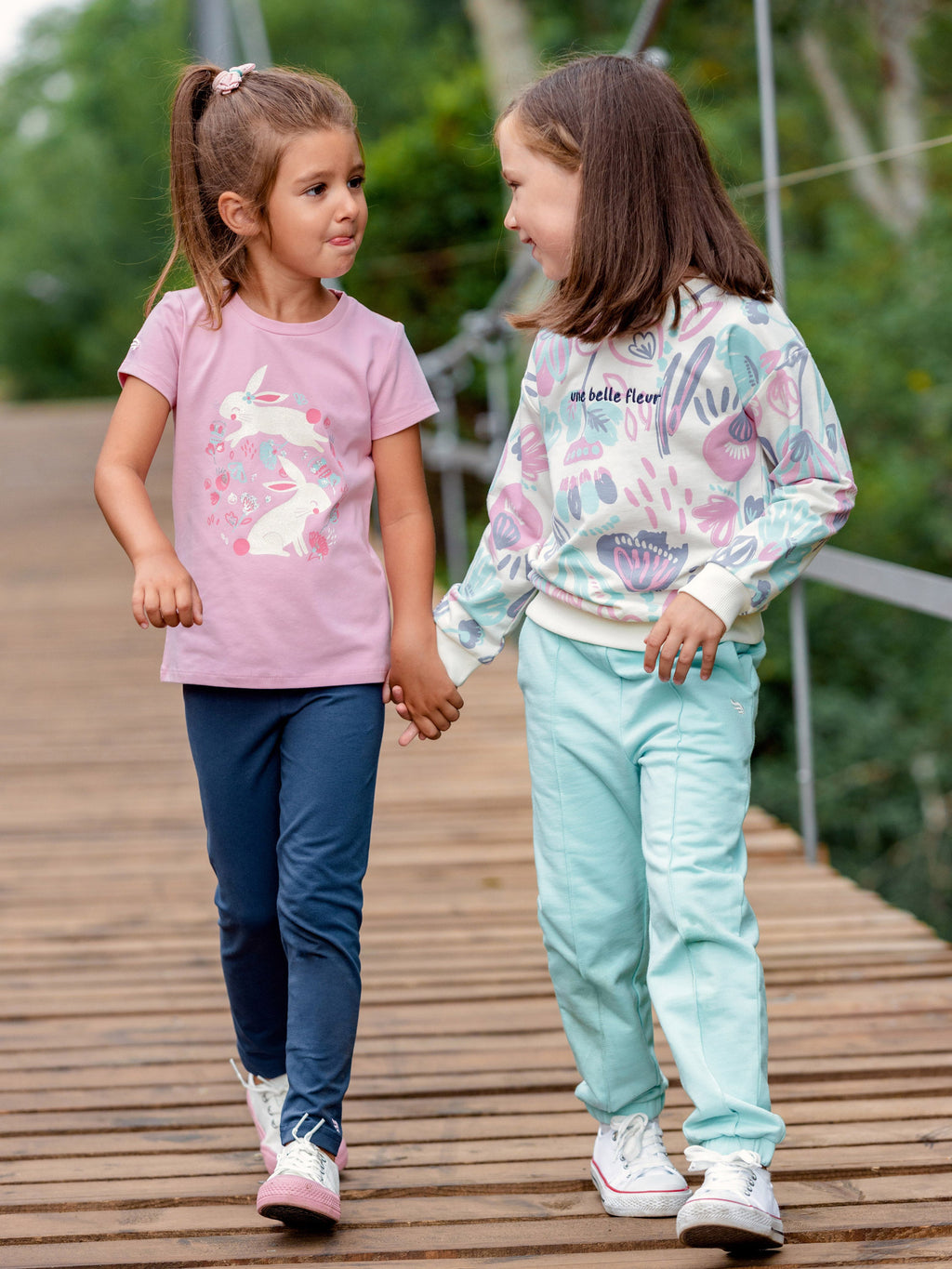Patterned Sweatshirt (in Watercolor Floral) with embroidery - Ecru