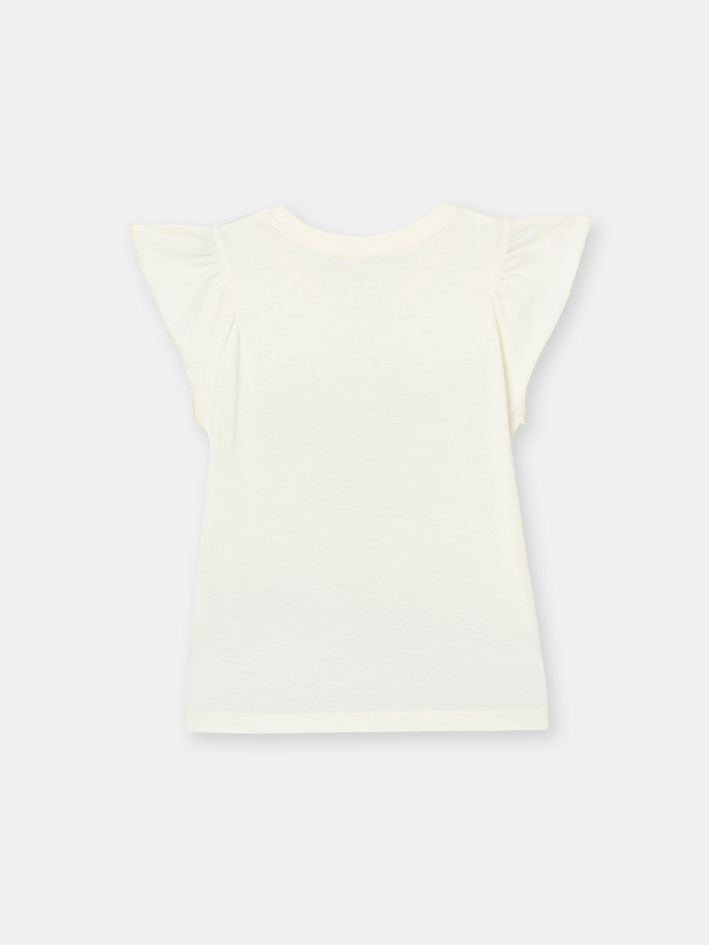 Cherubino Girls' Flutter Sleeve Floral Bouquet Tee in Ecru