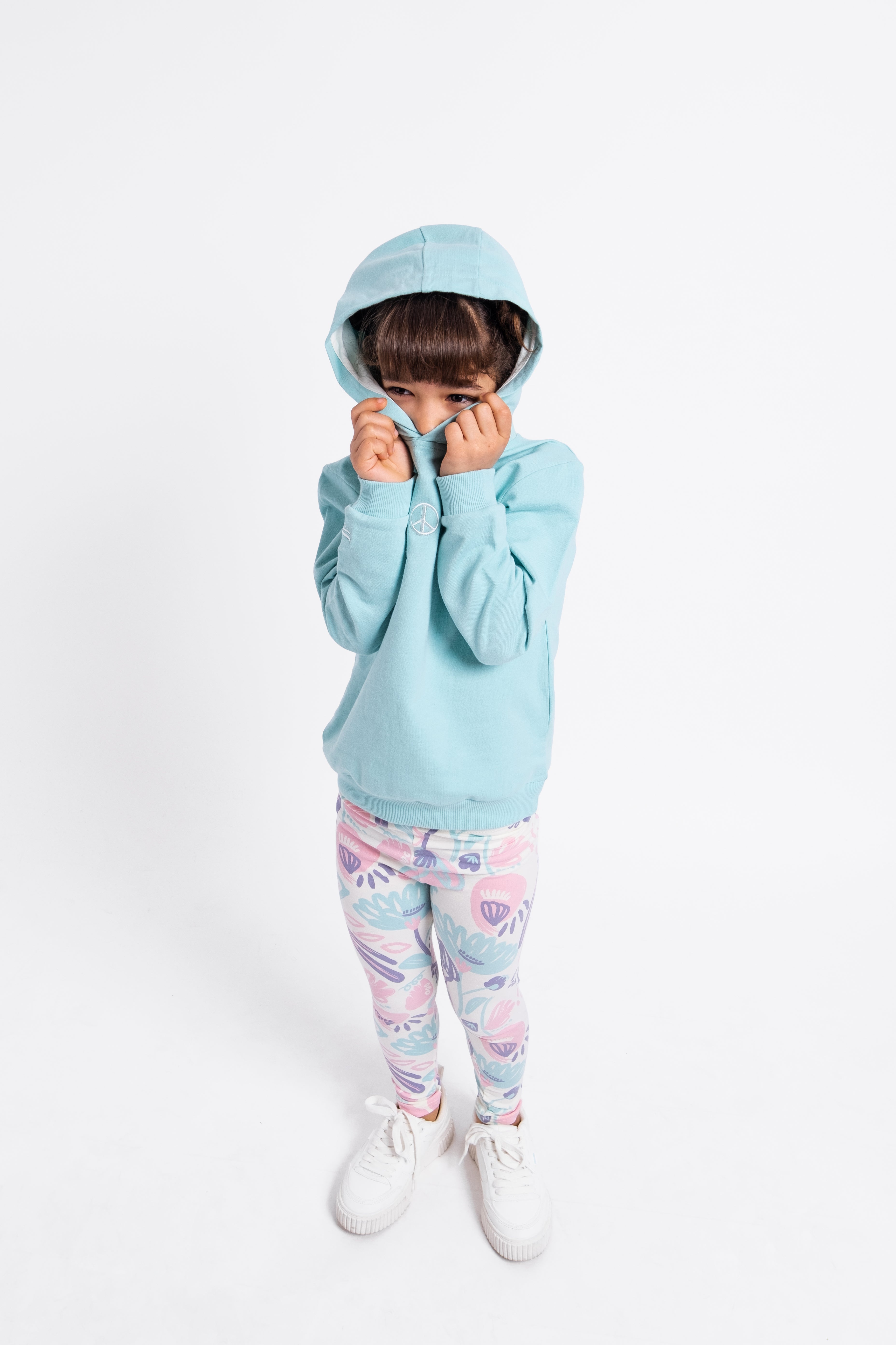 Solid Hoodie Sweatshirt with Embroidery - Atlantis
