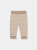Waistband Joggers with Adjustable Cuffs in (Mini Stripe) Pattern - Brown