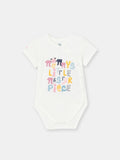 Short Sleeve Wrap Front Bodysuit with (Masterpiece) Phrase Graphic - White