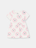 Short Sleeve Dress in (Floral Lion) Pattern - White