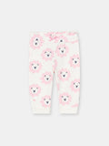 Ruffle Waistband Pants with Adjustable Cuffs in (Floral Lion) Pattern - White