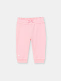 Ruffle Waistband Pants with Adjustable Cuffs in Solid - Pink