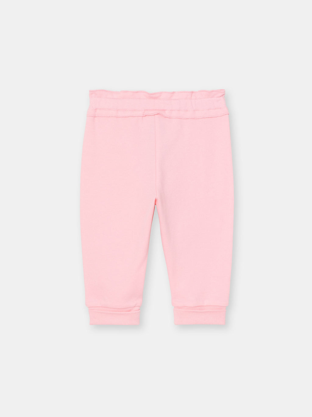Ruffle Waistband Pants with Adjustable Cuffs in Solid - Pink