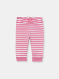 Ruffle Waistband Pants with Adjustable Cuffs in (Mini Stripe) Pattern - Raspberry