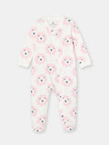On-the-Go Zipper Jumpsuit with Non-Slip Footies in (Floral Lion) Pattern - White