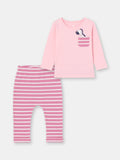 Two Piece Long Sleeve Top & Pant Set - Pink