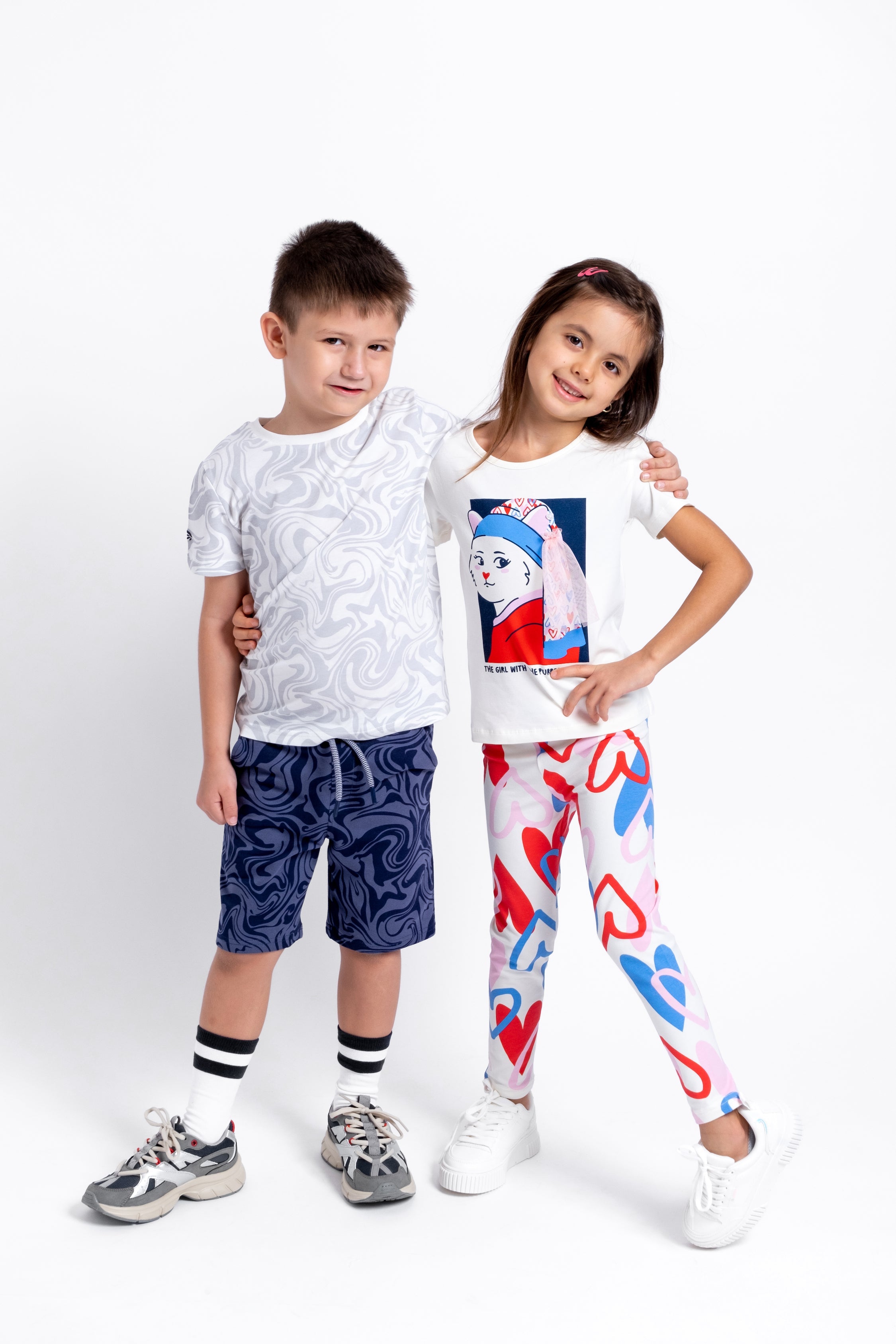 Short Sleeve T-Shirt in (Galaxy) Pattern - White